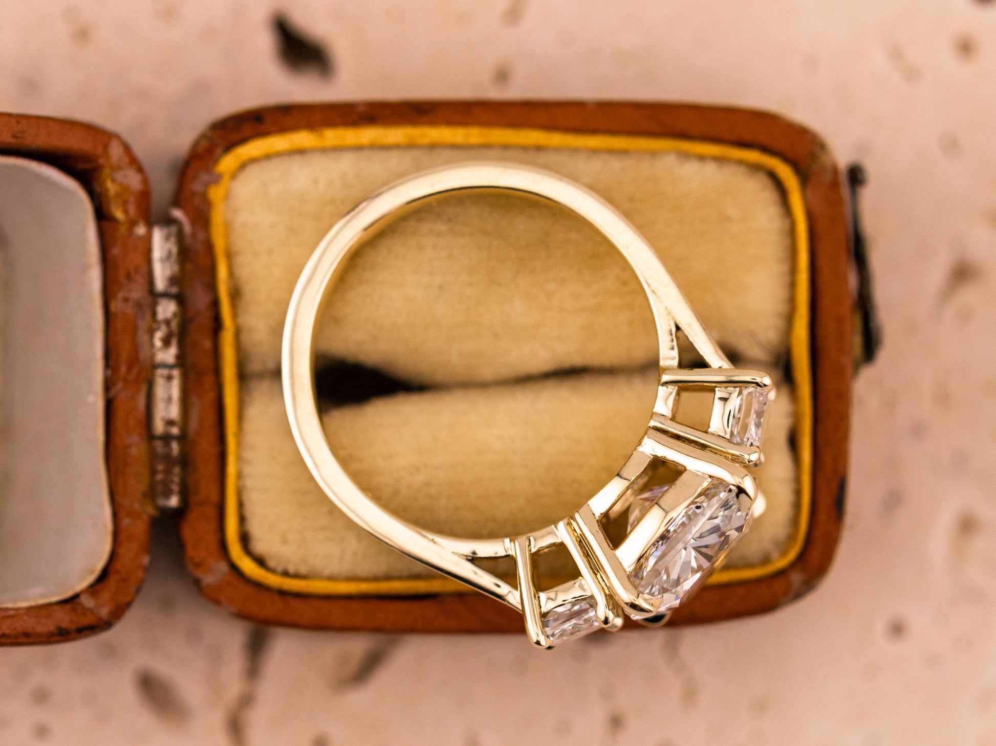 Cushion cut engagement ring three stone engagement ring lab grown diamond ring 3 carat solid gold IGI certified lab grown diamonds