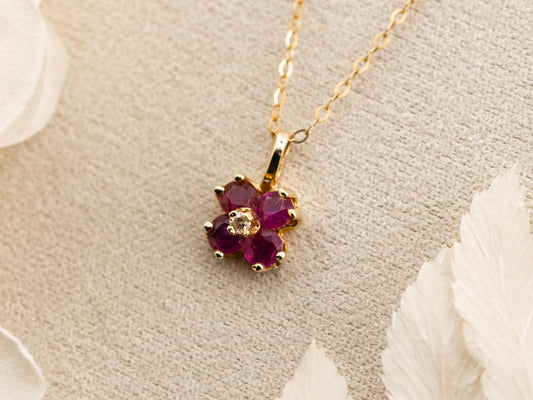 Vintage Pink Tourmaline And Diamond Pendant And Chain 14k Solid Gold Necklace