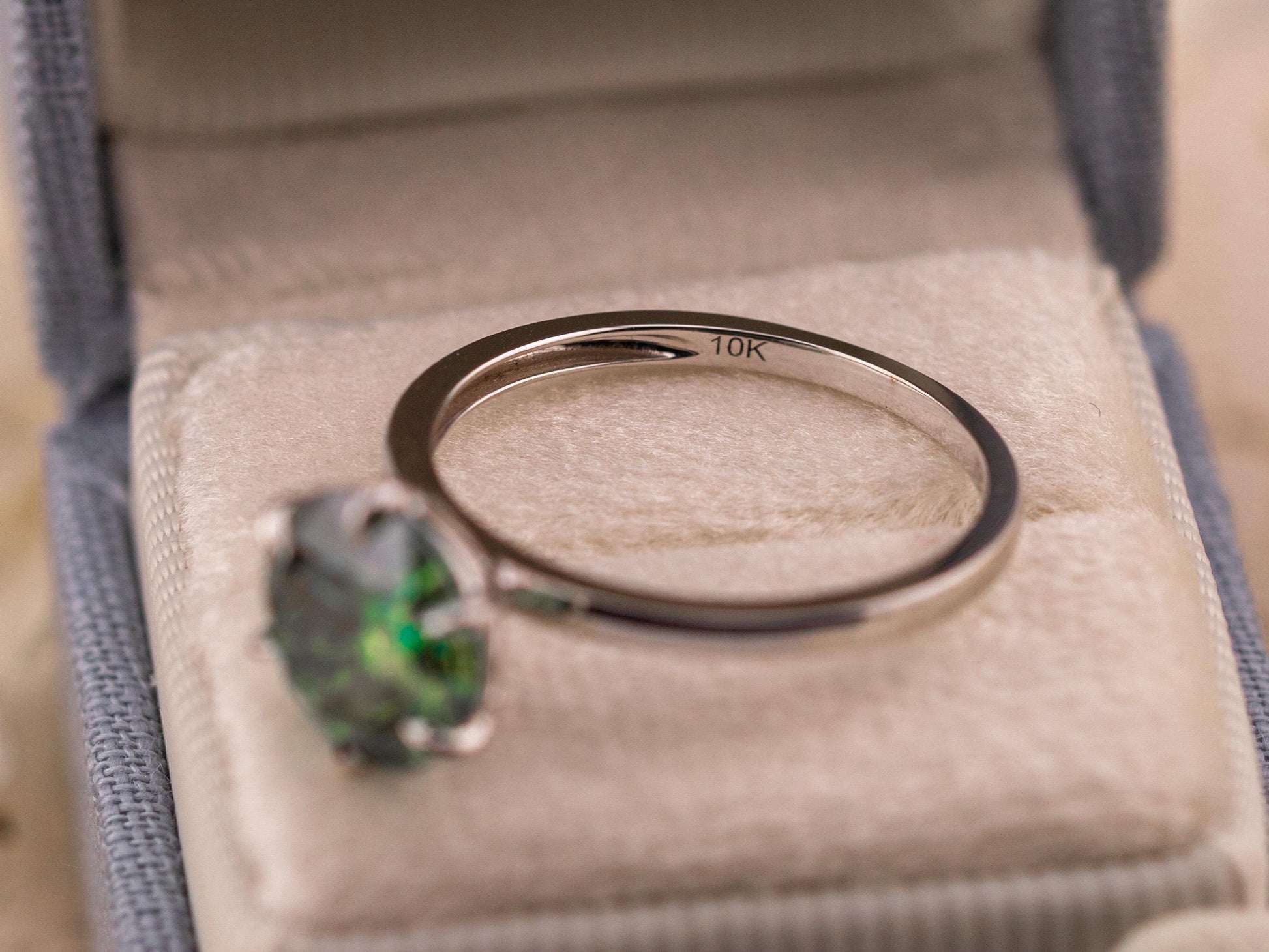 Blue moissanite engagement ring 3 carat round cut 10k solid white gold ring blue teal green moissanite ring, size