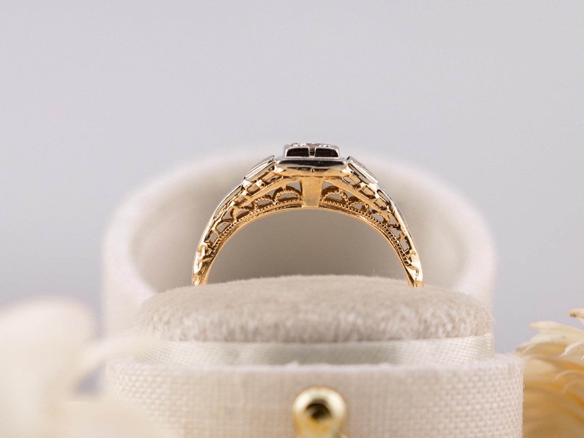 Vintage diamond ring vintage engagement ring 14k solid gold old European cut engagement ring genuine antique vintage ring, size 5.5