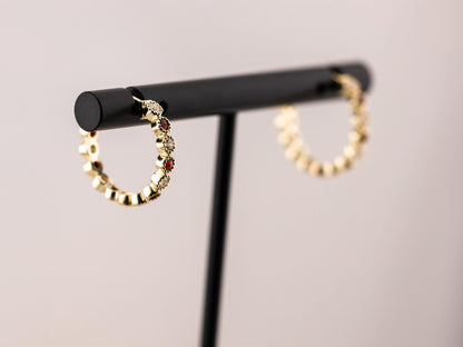 Lab grown hoop earrings bezel set 14k solid gold diamond earrings birthstone earrings