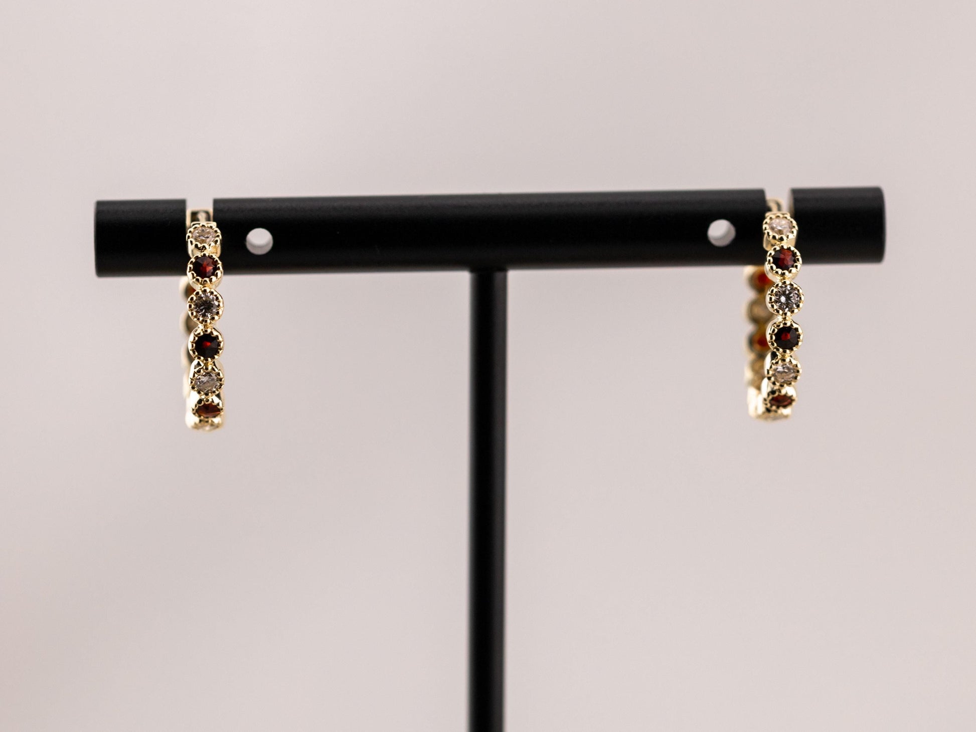 Lab grown hoop earrings bezel set 14k solid gold diamond earrings birthstone earrings