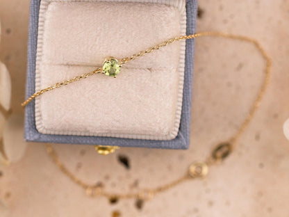 Peridot bracelet August birthstone bracelet 14k solid yellow gold