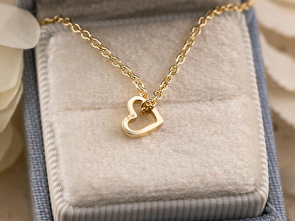Heart necklace pendant 14k solid yellow gold white gold necklace pendant open heart slider necklace, pendant only