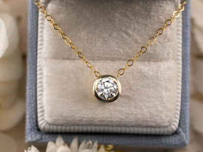 Lab diamond pendant bezel set 14k solid yellow gold necklace pendant slider pendant necklace yellow gold, white gold, rose gold