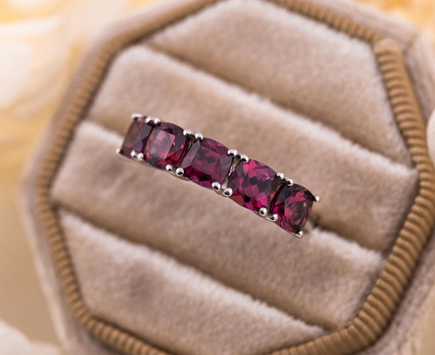 Garnet ring January birthstone ring Tanzanian Wine garnet solid sterling silver ring red wedding band, size 7