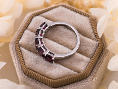 Garnet ring January birthstone ring Tanzanian Wine garnet solid sterling silver ring red wedding band, size 7