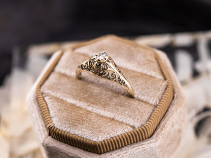 Vintage diamond engagement ring 14k solid gold engagement ring circa 1920s old European cut art deco engagement ring filigree