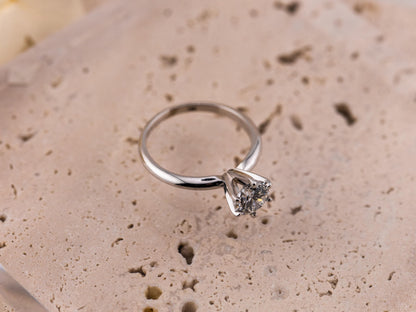 Lab diamond engagement ring round cut 14k solid gold engagement ring round cut solitaire ring 1.04ct lab grown diamond six prong, size 6.5