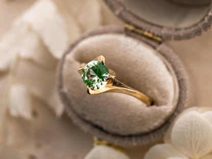 Vintage Tourmaline ring 10k solid gold statement or engagement ring, genuine antique vintage round cut ring, size 8