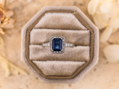 Vintage Topaz Ring with diamonds art deco inspired Solid Sterling Silver ring