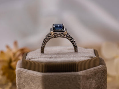 Vintage Topaz Ring with diamonds art deco inspired Solid Sterling Silver ring