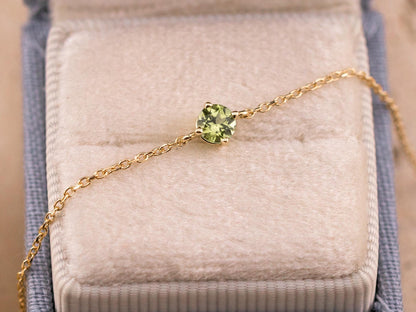 Peridot bracelet August birthstone bracelet 14k solid yellow gold
