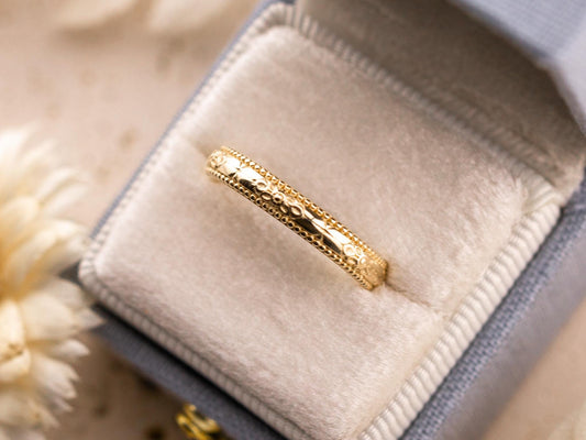 Vintage Art Deco band Orange Blossom Engraved Wedding Band 14k Yellow Gold handmade ring