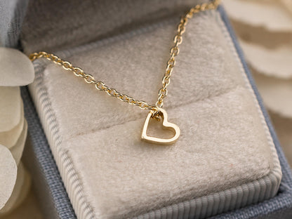 Heart necklace pendant 14k solid yellow gold white gold necklace pendant open heart slider necklace, pendant only