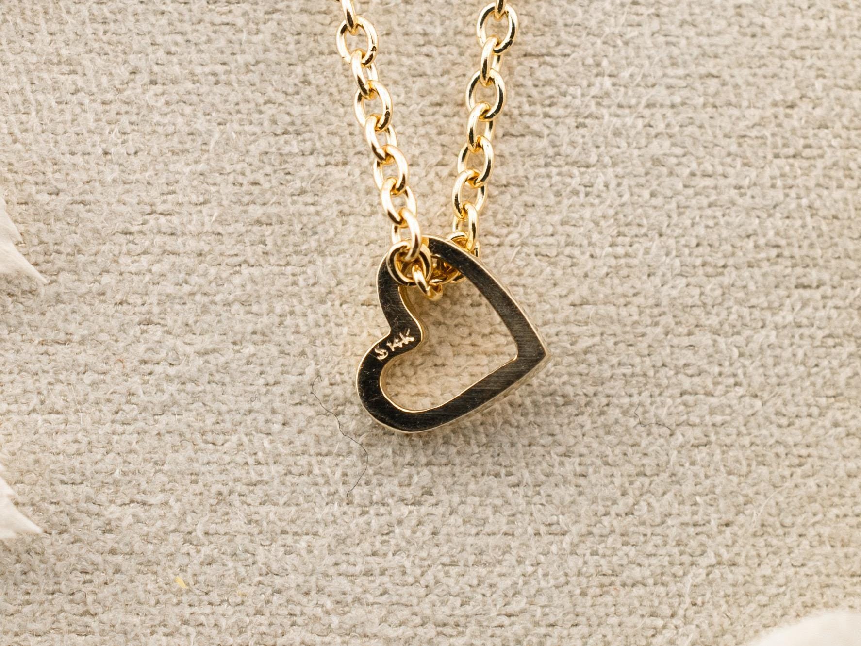 Heart necklace pendant 14k solid yellow gold white gold necklace pendant open heart slider necklace, pendant only