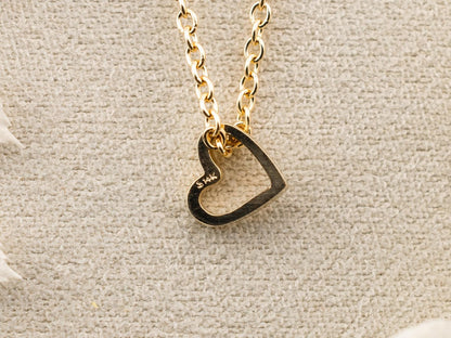Heart necklace pendant 14k solid yellow gold white gold necklace pendant open heart slider necklace, pendant only