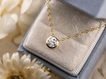 Lab diamond pendant bezel set 14k solid yellow gold necklace pendant slider pendant necklace yellow gold, white gold, rose gold