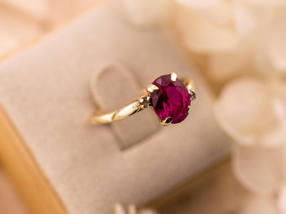 Vintage pink sapphire ring oval cut ring 10k solid yellow gold ring bypass ring, size 7