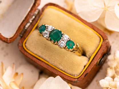 Vintage green agate ring 9k solid yellow gold round cut multi stone statement or engagement ring filigree ring