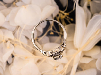 Vintage diamond engagement ring 14k solid gold engagement ring circa 1920s old European cut art deco engagement ring, size 8.75