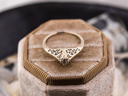 Vintage diamond engagement ring 14k solid gold engagement ring circa 1920s old European cut art deco engagement ring filigree