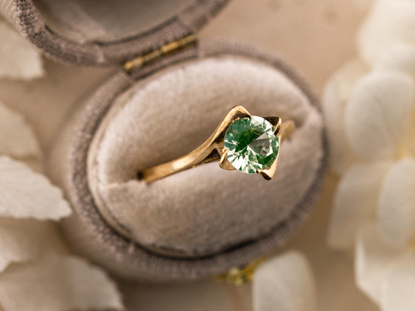 Vintage Tourmaline ring 10k solid gold statement or engagement ring, genuine antique vintage round cut ring, size 8