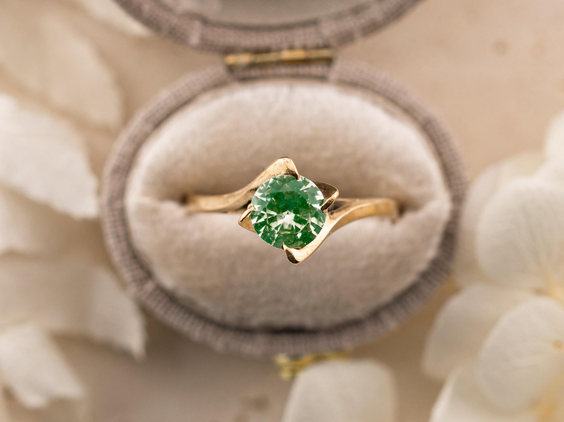 Vintage Tourmaline ring 10k solid gold statement or engagement ring, genuine antique vintage round cut ring, size 8
