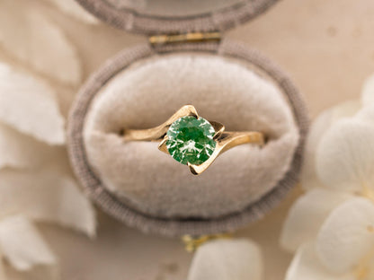 Vintage Tourmaline ring 10k solid gold statement or engagement ring, genuine antique vintage round cut ring, size 8