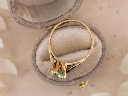 Vintage Tourmaline ring 10k solid gold statement or engagement ring, genuine antique vintage round cut ring, size 8