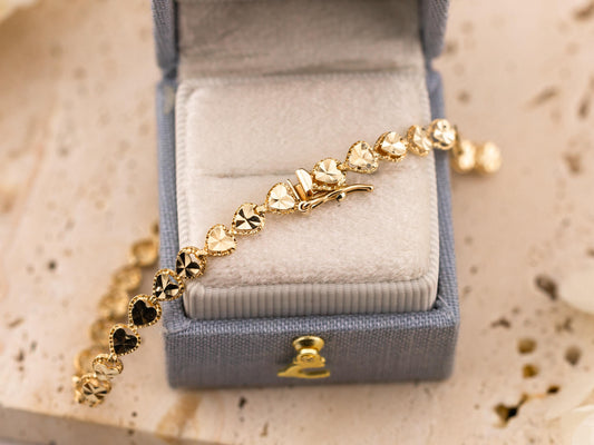 Vintage bracelet 14k solid yellow gold heart