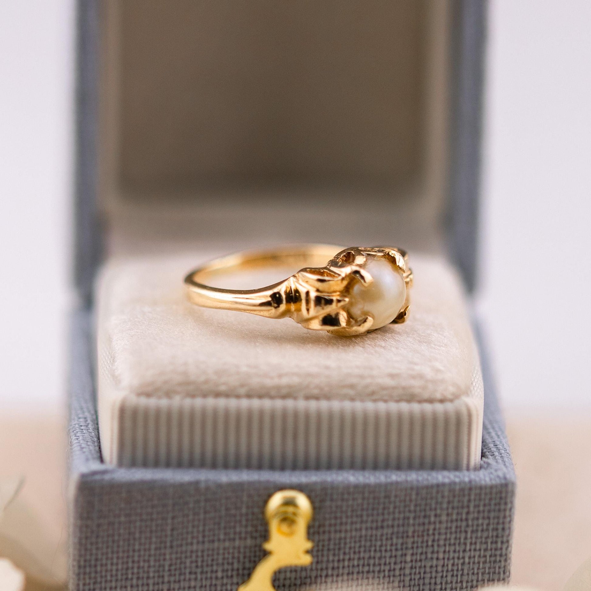 Vintage Pearl Ring, 14k Solid Yellow Gold, Size 5