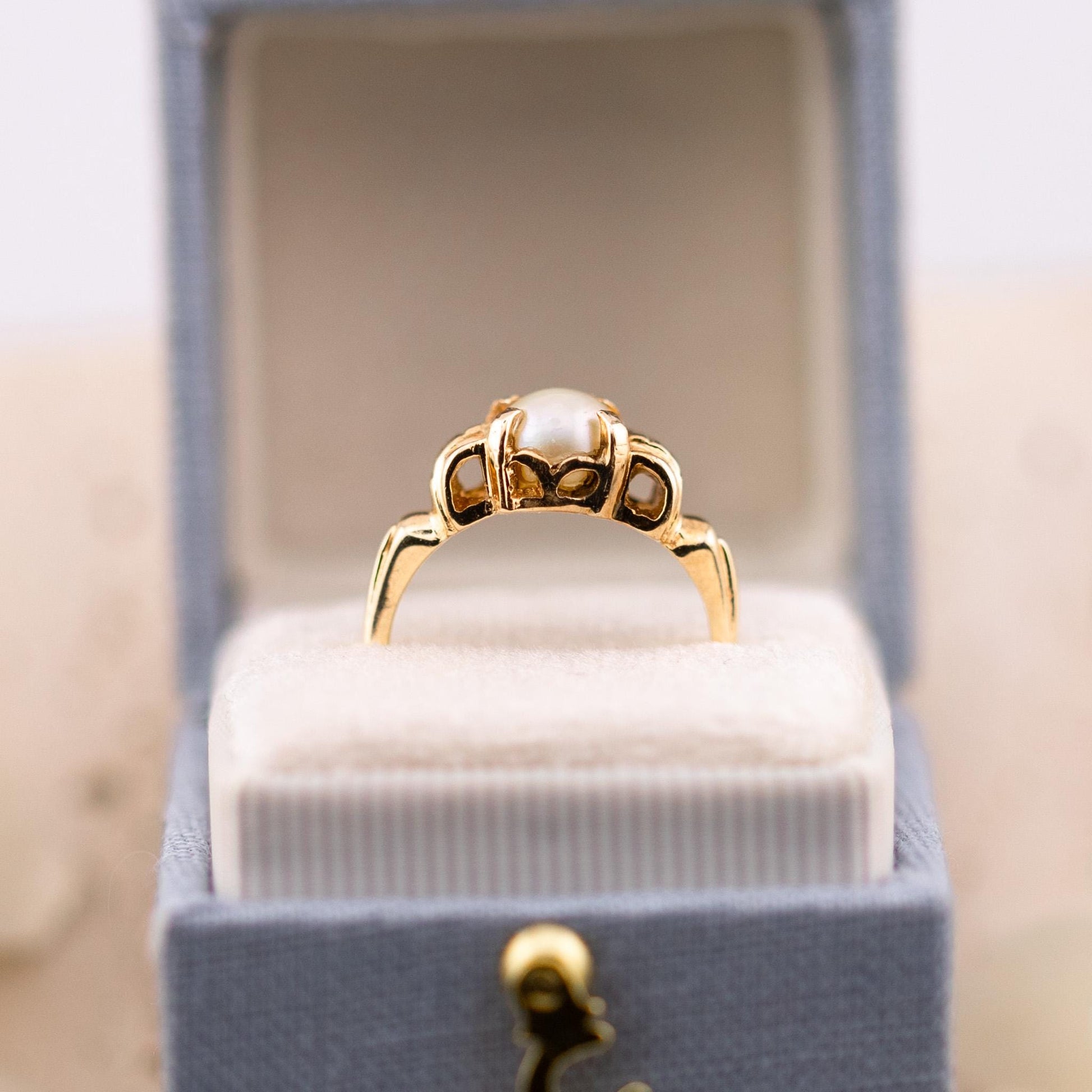 Vintage Pearl Ring, 14k Solid Yellow Gold, Size 5