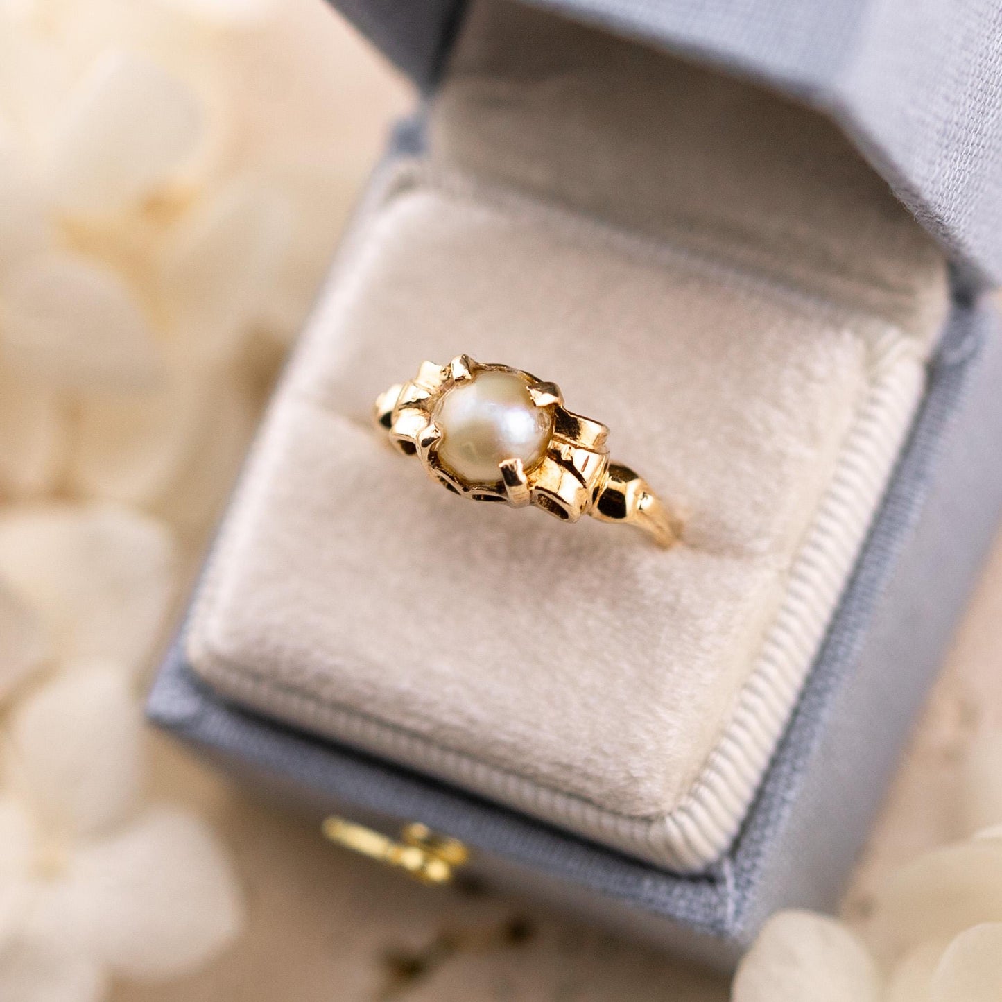 Vintage Pearl Ring, 14k Solid Yellow Gold, Size 5