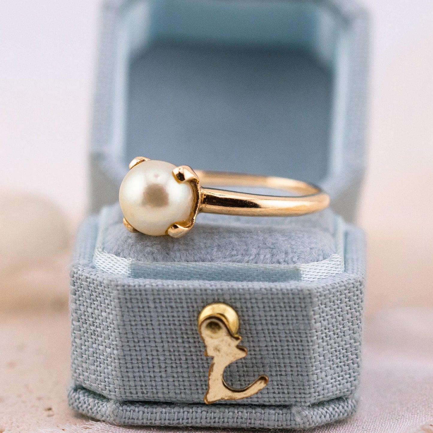 Vintage Cultured Pearl Ring, 14k Solid Gold, Size 8