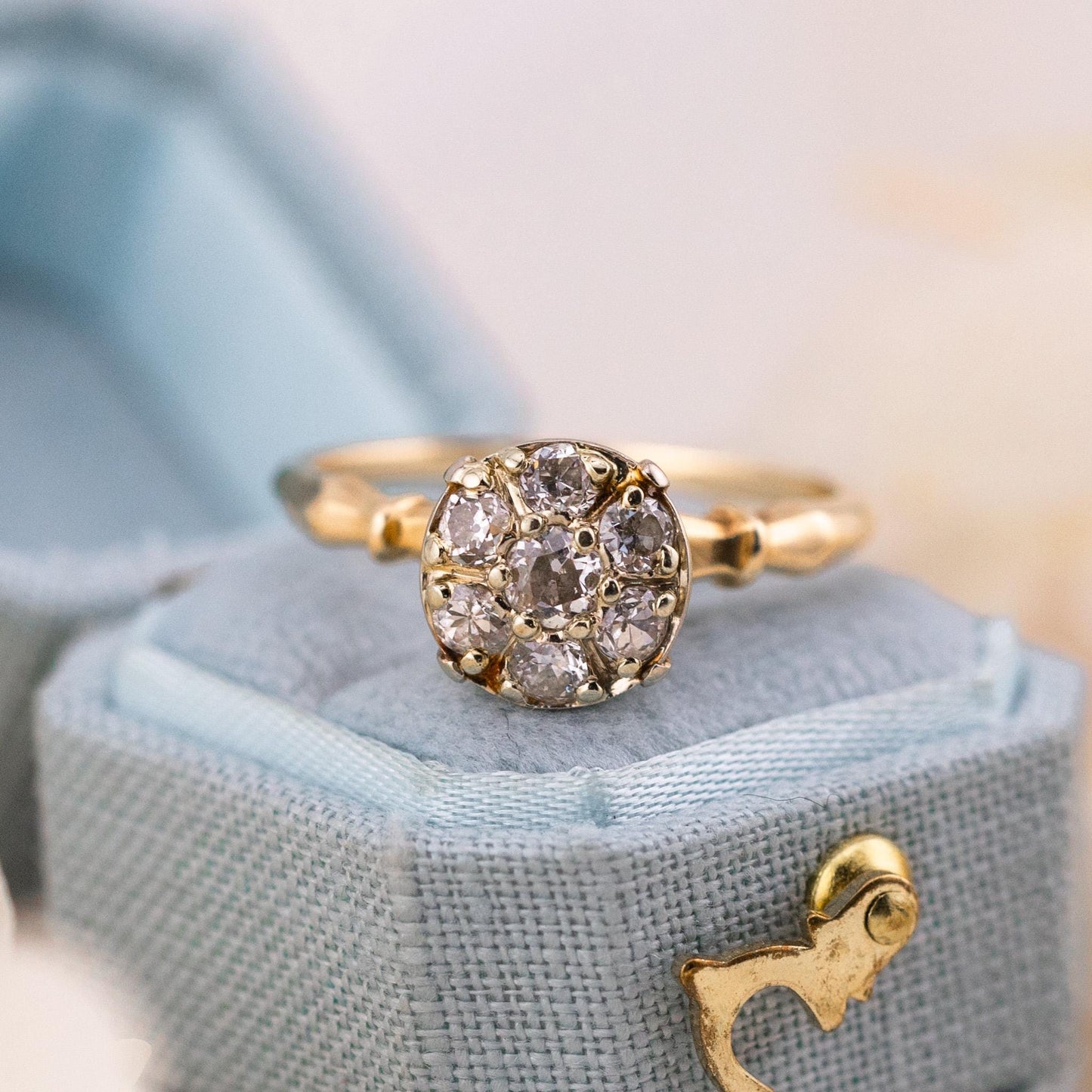 Vintage 14k Gold Diamond Ring, Old European Cut, Size 7