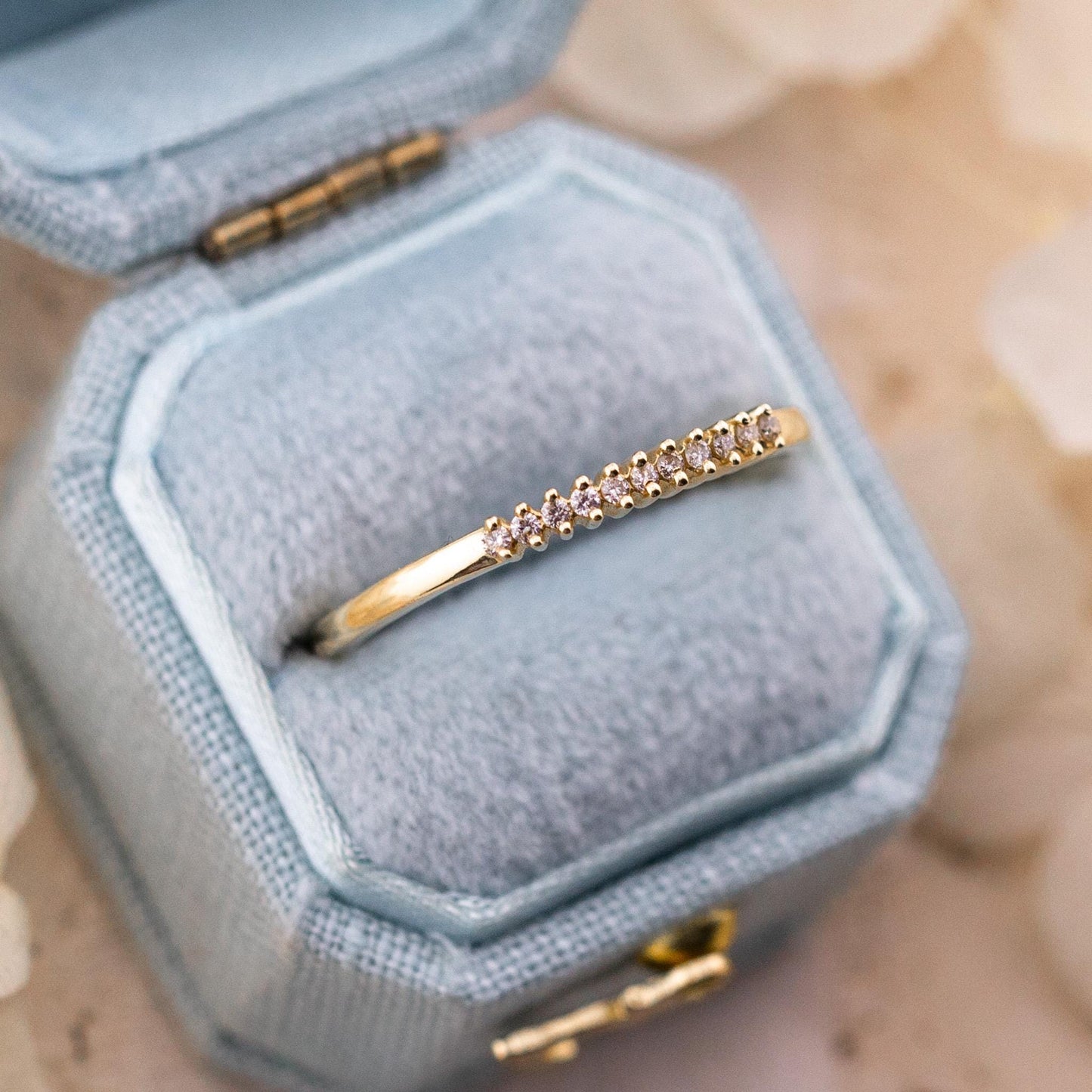 Diamond Wedding Band 14k Solid Gold Pave Band Ring