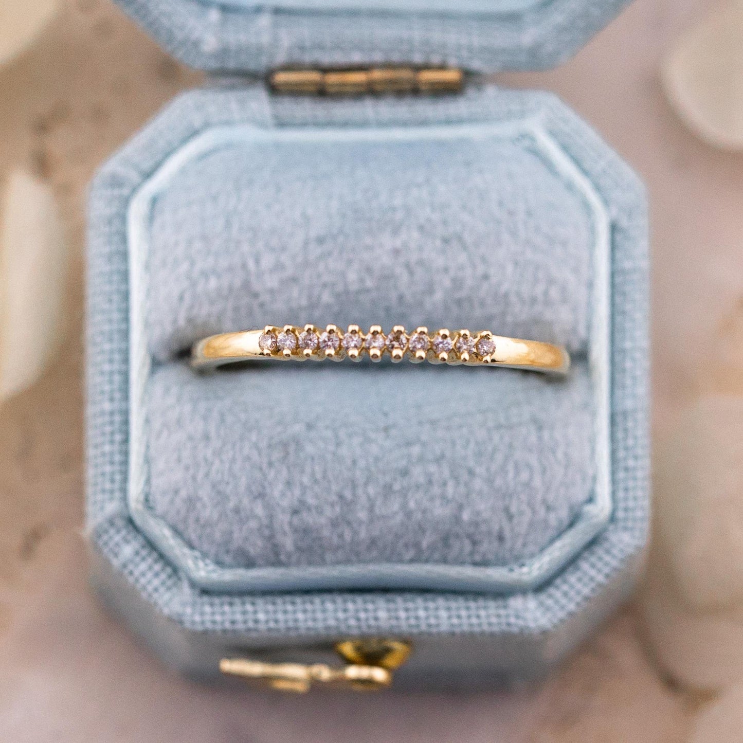 Diamond Wedding Band 14k Solid Gold Pave Band Ring