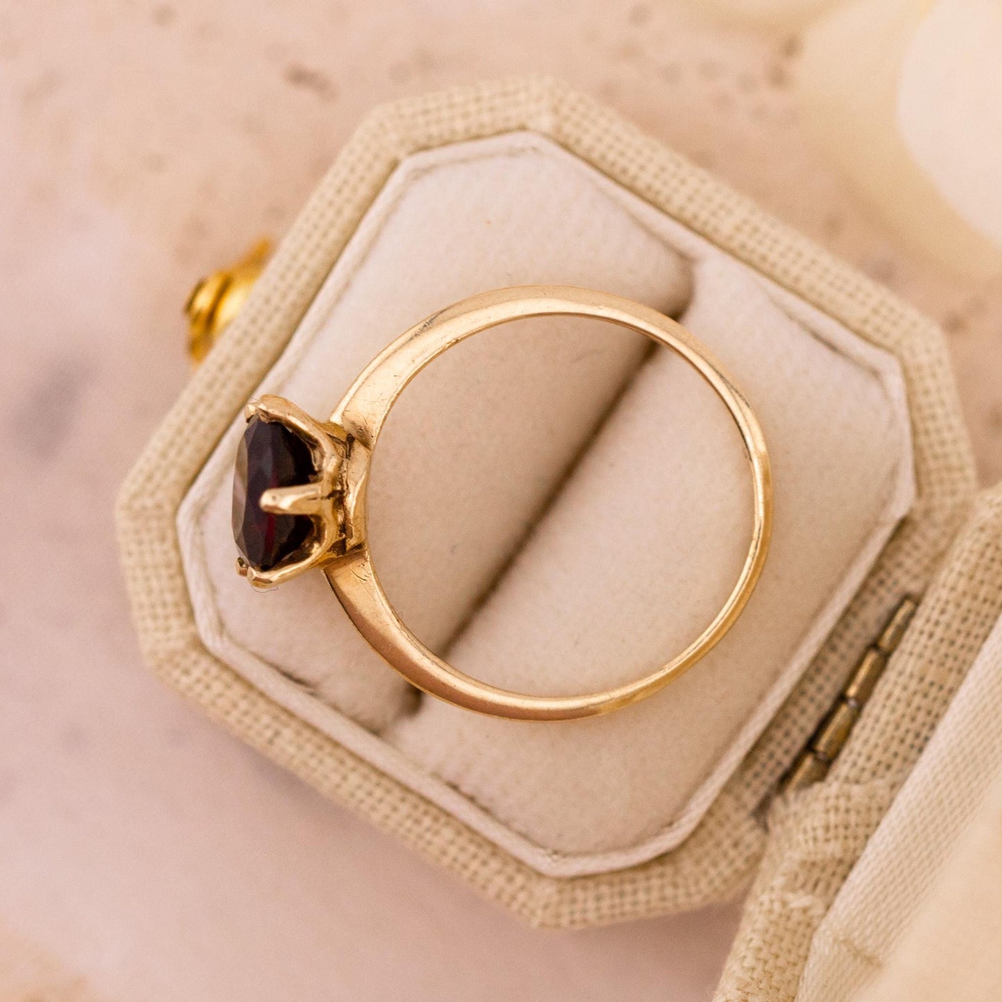 Vintage Garnet Ring, 14k Solid Gold January Birthstone