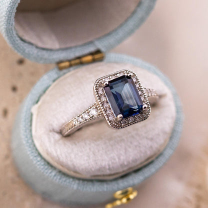 Vintage Topaz Ring with diamonds art deco inspired Solid Sterling Silver ring