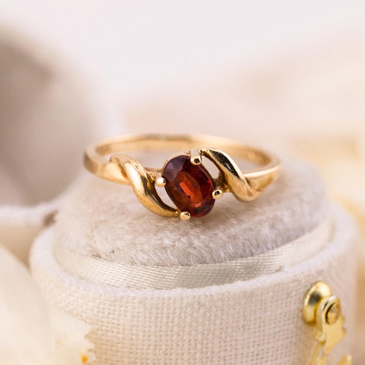 Vintage 10k Gold Garnet Ring, January Birthstone, Size 6