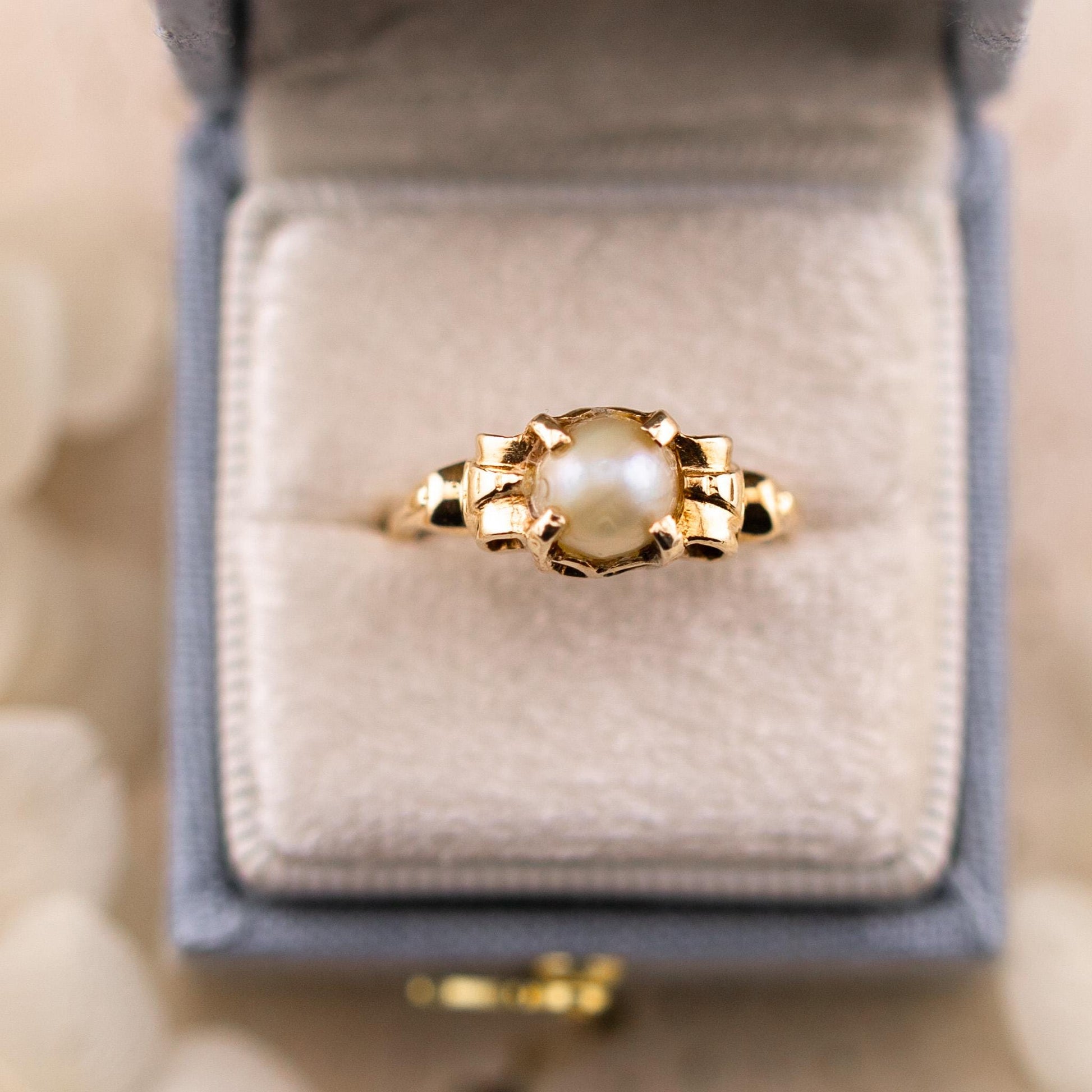 Vintage Pearl Ring, 14k Solid Yellow Gold, Size 5