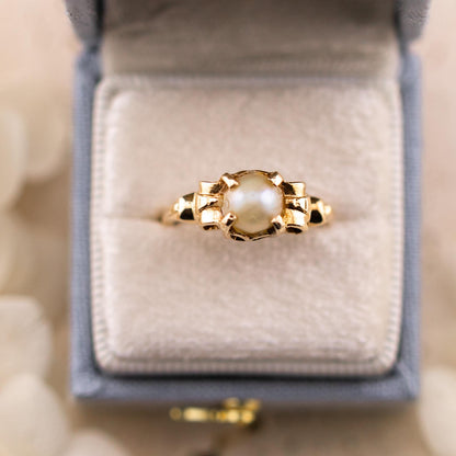 Vintage Pearl Ring, 14k Solid Yellow Gold, Size 5