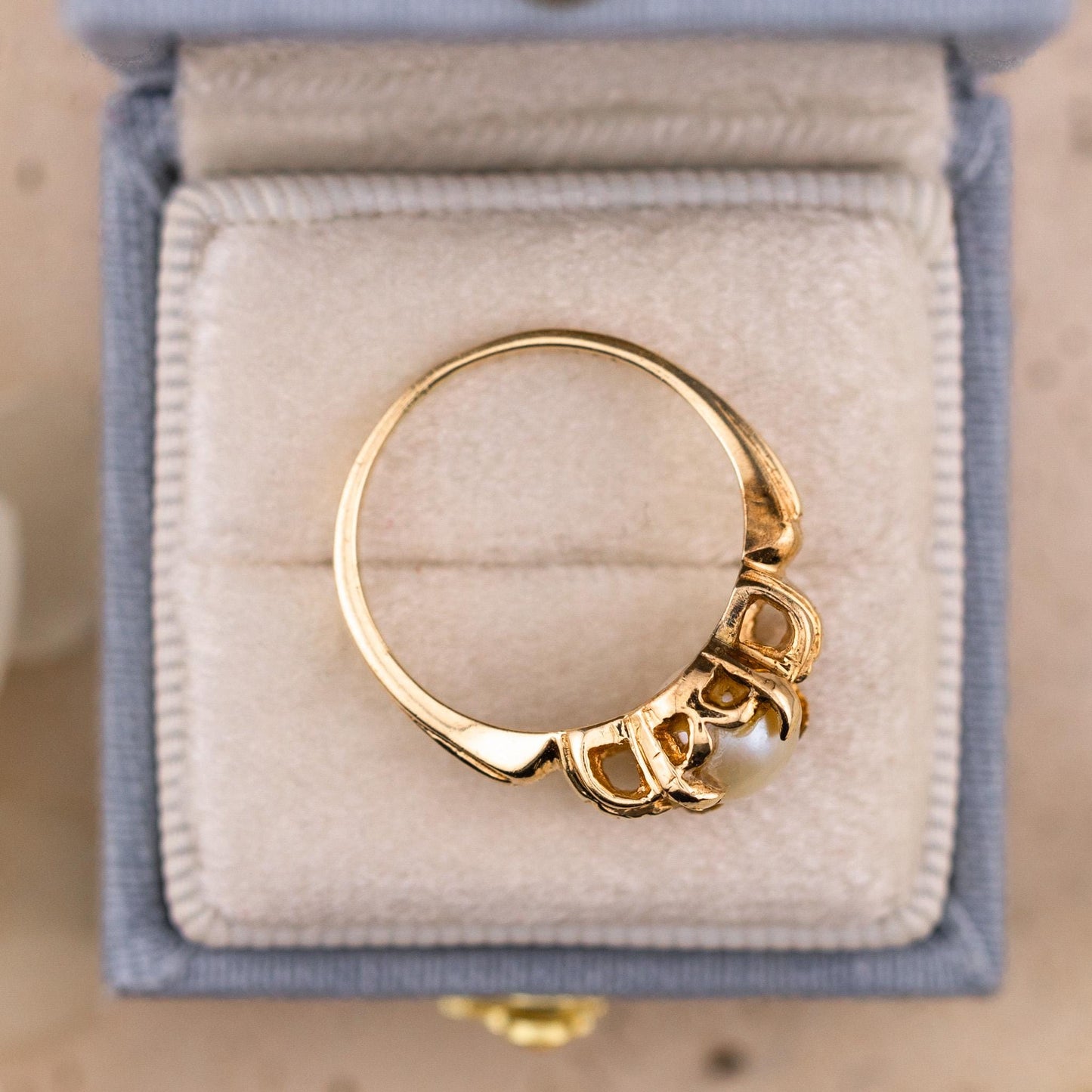 Vintage Pearl Ring, 14k Solid Yellow Gold, Size 5