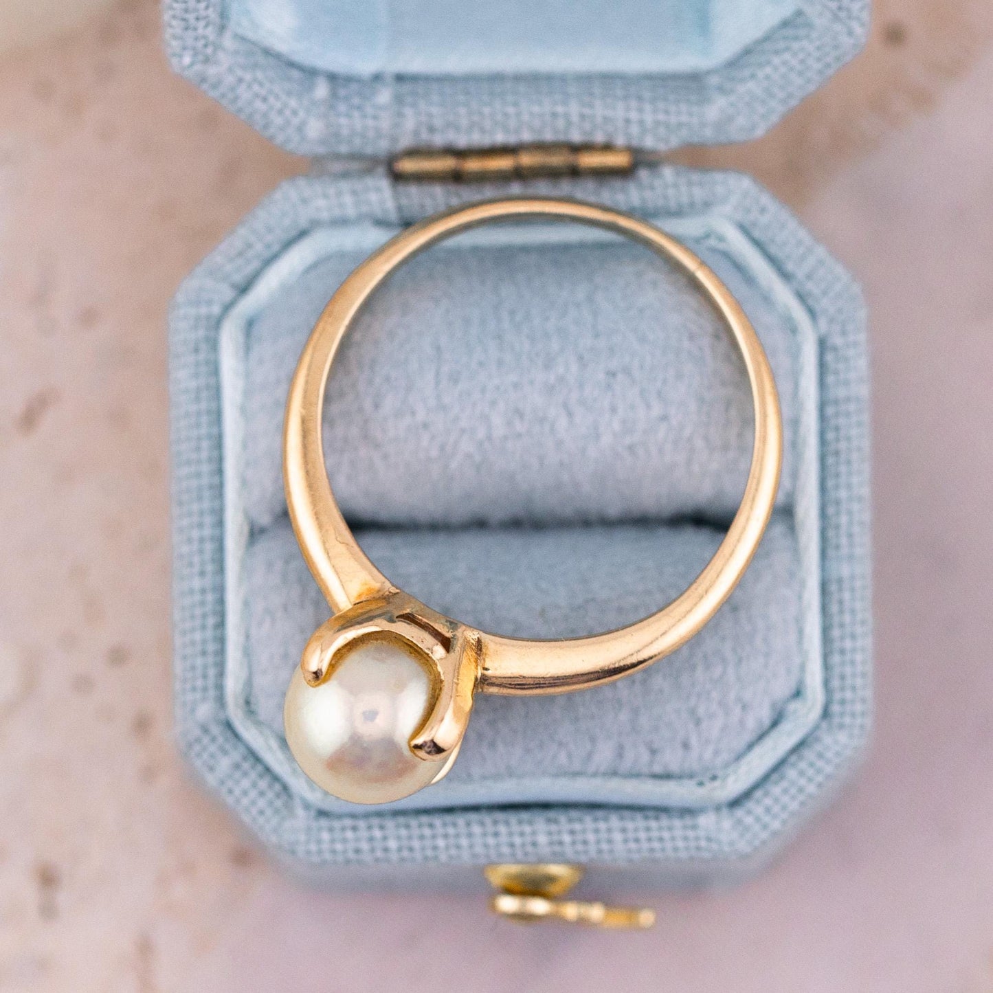 Vintage Cultured Pearl Ring, 14k Solid Gold, Size 8