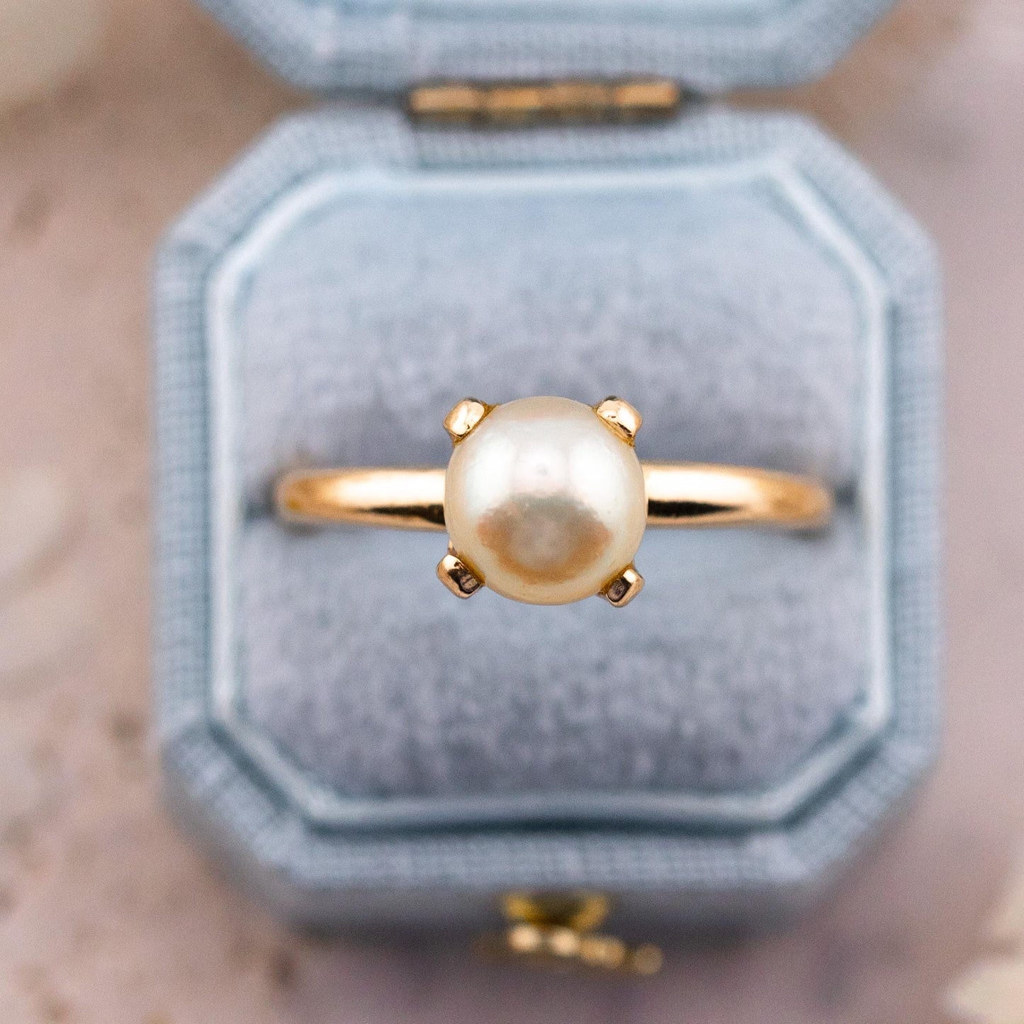 Vintage Cultured Pearl Ring, 14k Solid Gold, Size 8