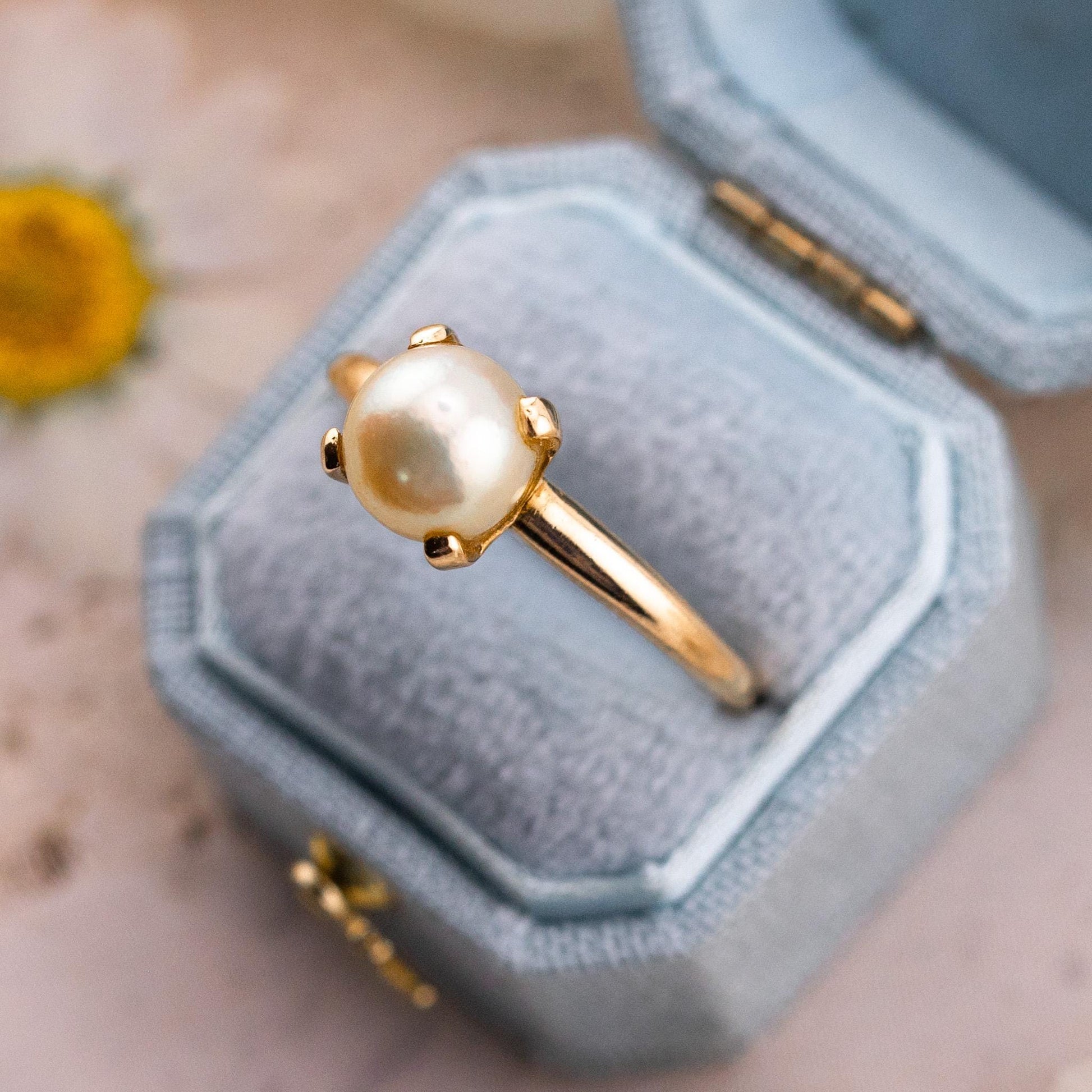 Vintage Cultured Pearl Ring, 14k Solid Gold, Size 8