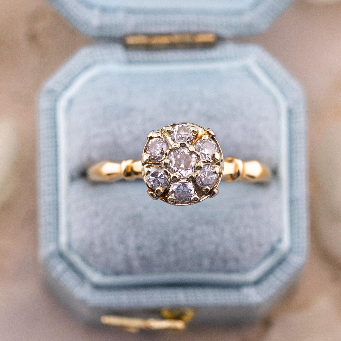 Vintage 14k Gold Diamond Ring, Old European Cut, Size 7