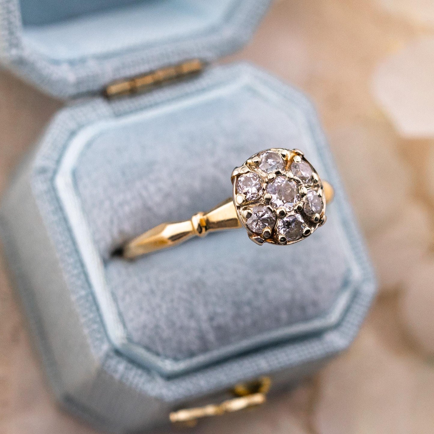 Vintage 14k Gold Diamond Ring, Old European Cut, Size 7