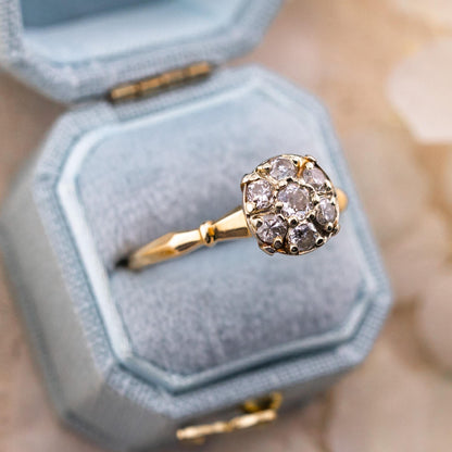 Vintage 14k Gold Diamond Ring, Old European Cut, Size 7